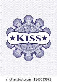 Blue linear rosette with text Kiss inside
