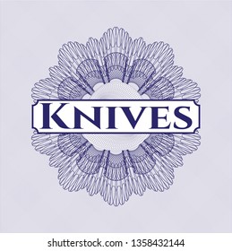 Blue linear rosette with text Knives inside