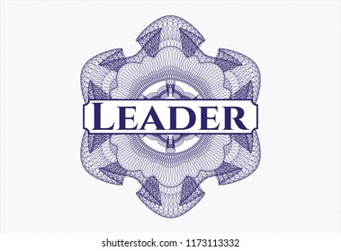 Blue linear rosette with text Leader inside