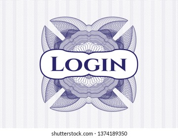 Blue linear rosette with text Login inside