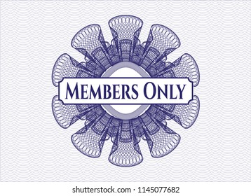 Blue linear rosette with text Members Only inside