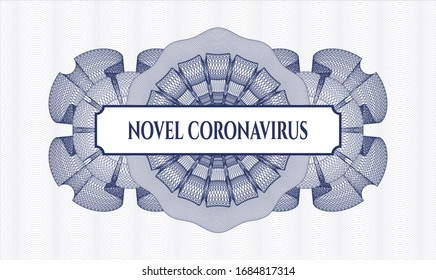 Blue linear rosette with text Novel Coronavirus inside