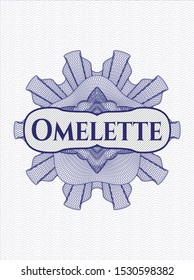 Blue linear rosette with text Omelette inside