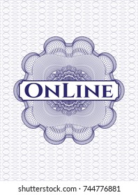 Blue linear rosette with text Online inside