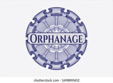 Rosette lineal azul con texto Orfanato dentro