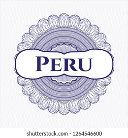 Blue linear rosette with text Peru inside