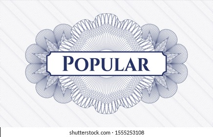 Blue linear rosette with text Popular inside