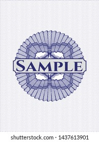 Blue linear rosette with text Sample inside