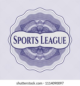  Blue linear rosette with text Sports League inside
