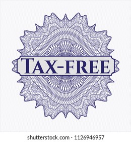 Blue linear rosette with text Tax-free inside
