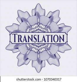 Blue linear rosette with text Translation inside