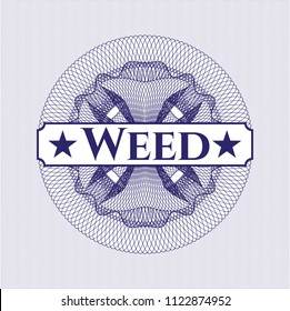 Blue linear rosette with text Weed inside