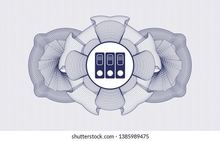 Blue linear rosette with three folders icon inside