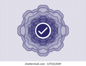 Blue linear rosette with tick icon inside