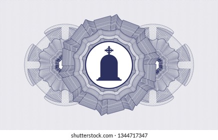 Blue linear rosette with tombstone icon inside