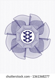 Blue linear rosette with traffic light icon inside