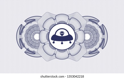 Blue linear rosette with ufo with aline inside icon inside