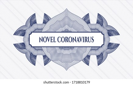 Blue linear rosette. Vector Illustration. Detailed with text Novel Coronavirus inside