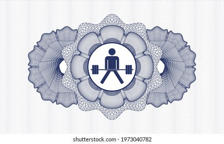 Blue linear rosette. Vector Illustration. Detailed with sumo deadlift icon inside