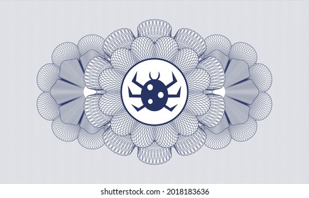 Blue linear rosette. Vector Illustration. Detailed with bug icon inside