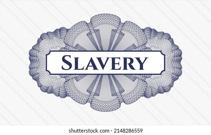 Blue linear rosette. Vector Illustration. Detailed with text Slavery inside