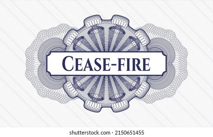 Blue linear rosette. Vector Illustration. Detailed with text Cease-fire inside