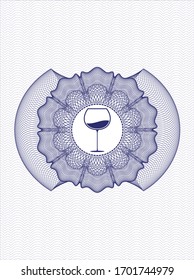 Rosette lineal azul con icono de copa de vino dentro