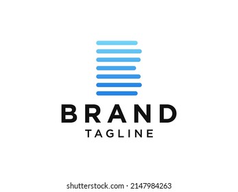 Blue Linear Rounded Style Initial Letter B isolated on White Background. Flat Vector Logo Design Template Element