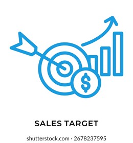 Blue Linear Sales Target with Dollar Coin