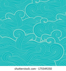 Blue linear wavy texture. Endless abstract pattern. Template for design and decoration