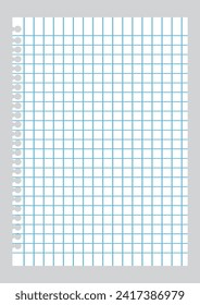Blue Lined Paper. Notebook lined paper . white paper with blue line and red line.1234
