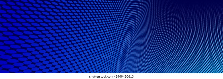 Blue lines in 3D perspective vector abstract background, dynamic linear minimal design, wave lied pattern in dimensional and movement.