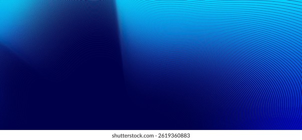 Blue lines in 3D perspective vector abstract background, dynamic linear minimal design, wave lied pattern in dimensional and movement.
