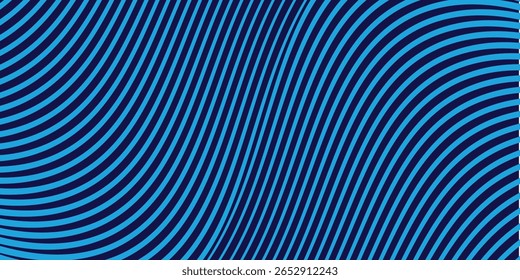 Linhas azuis em perspectiva 3D vetor abstrato fundo, projeto linear dinâmico mínimo, onda mentiu padrão em dimensional e movimento. Eps 10