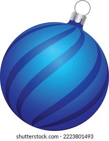 Blue lines christmas ball isolated