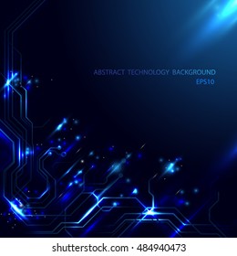 Blue lines Circuit abstract technology in dark blue background