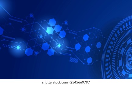 blue lines circuit with circles high technology connecting abstract background