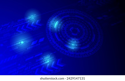 conexión de circuito de líneas azules con luz de neón de alta tecnología de fondo abstracto