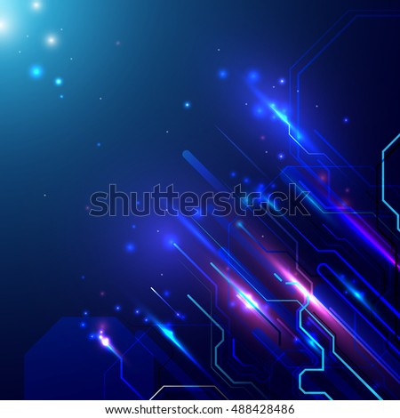 Blue lines Circuit geometric abstract technology in dark blue background