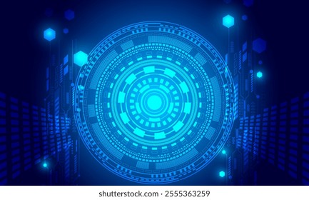 blue lines circuit networking high technology with circles circuit abstract eletronic background