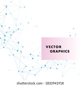 Blue lines dots connect. Abstract futuristic network. Vector illustration