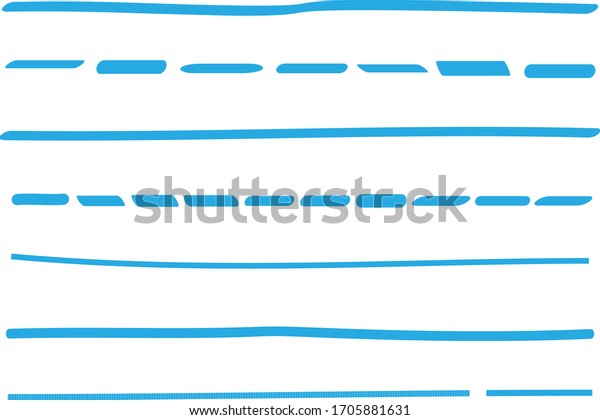 Blue lines\
hand drawn vector set isolated on white background. Collection of\
doodle lines, hand drawn template. Blue marker and grunge brush\
stroke lines, vector\
illustration