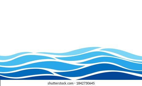 Blue lines layer ocean wave concept design vector abstract background illustration