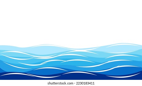 Blue lines layer ocean wave. sea vector abstract background illustration