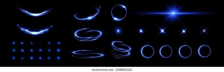 Blue lines of light. Flash Light. Horizontal lines of highlights. Blue swirls or flash.	