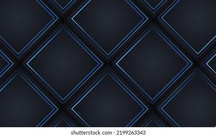 Blue lines luxury on white overlap navy and black shades color background. elegant realistic paper cut style 3d. Vector illustration about precious and beautiful feeling. Rectangle luxury background 