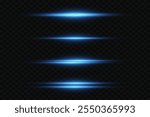 Blue lines, neon flash effect. On a transparent background.