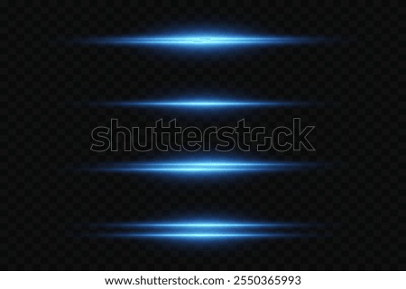 Blue lines, neon flash effect. On a transparent background.