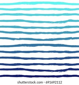 Blue lines on a white background. Hand drawn seamless pattern, vector illustration