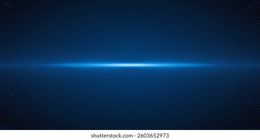 Blue lines perspective on dark background with lighting effect